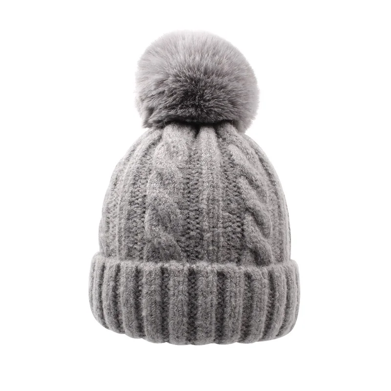 

Warm Knitted Baby Hat Cute Pompom Baby Beanie For Girls Cable Knitting Toddler Boys Hat Autumn Winter Baby Girls Clothing 1-3Y