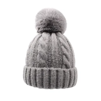 

Warm Knitted Baby Hat Cute Pompom Baby Beanie For Girls Cable Knitting Toddler Boys Hat Autumn Winter Baby Girls Clothing 1-3Y