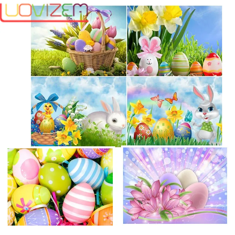 Full Round Diamond Painting Easter Eggs Cross Stitch Diamond Embroidery