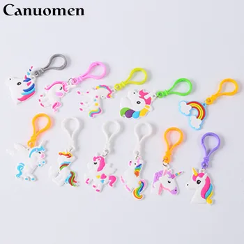 

Canuomen 2018 Hot Sale Unicorn Keychain PVC 2 Styles Keyrings Gifts for Children llavero Fashion Jewelry chaveiro