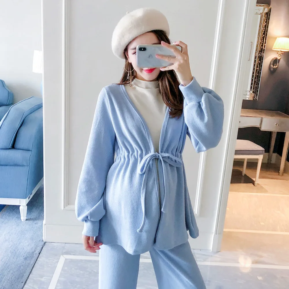 

Pregnant women autumn suit female 2018 new fashion loose Korean version of maternity wear casual out pregnancy two-piece