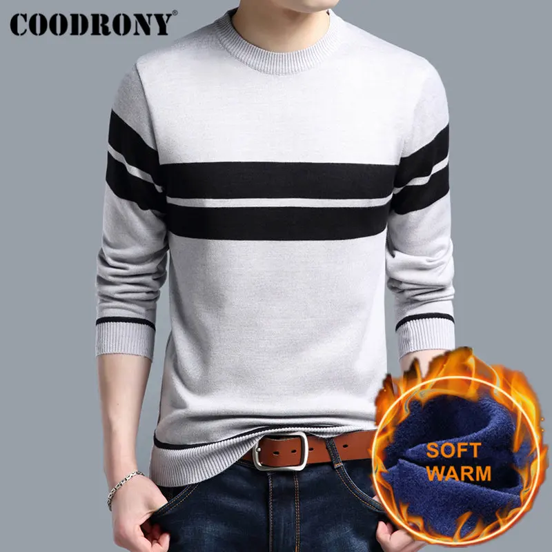 COODRONY سميكة الدافئة القطن بطانة س الرقبة سحب أوم عيد الميلاد سترة الرجال الشتاء الصوف رجل البلوزات 2019 بلوزة كاجوال الرجال H018