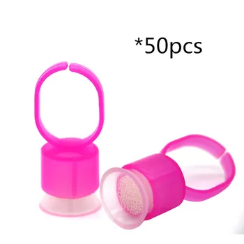 

50pcs Pink Disposable Tattoo Pigment Ring Cups Pigment Holder Permanent Makeup Disposable Tattoo Ink Cups With Sponge