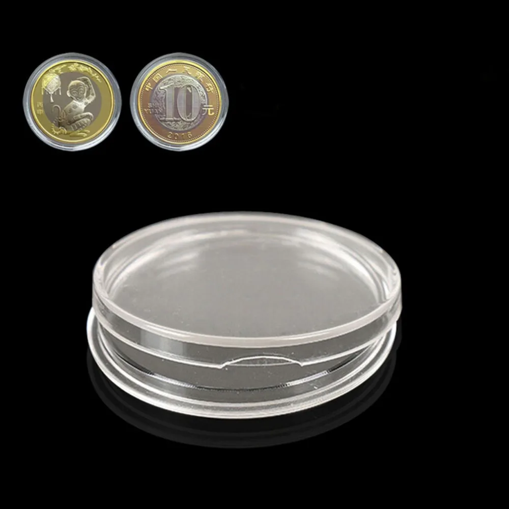 

MENGXIANG 10Pcs Portable Coins Collect Containers Boxes Transparent Plastic Round Coin Capsules Holders Collecting Storage 27mm