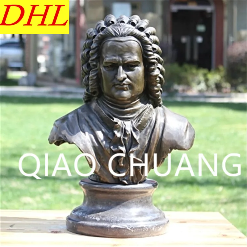 

Creative Musician Figures Model Father of Music Johann Sebastian Bach Bust Statue Copper Craftwork G1228