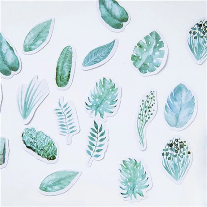 

Creative Mint Diary Paper Sticker Green Leaves Decoration Beautiful DIY Tool Scrapbooking Sticker Children Stationery 45 Pcs/box