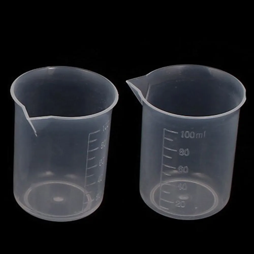 100 мл Градуированный стакан, прозрачный пластиковый мерный стакан для лаборатории, 2 шт., измерительные инструменты, мерный стакан, бытовой кухонный инструмент для приготовления пищи