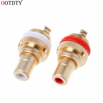 

2Pcs Copper RCA Female Connector Lotus Audio Socket Audio Amplifier RCA Block Connectors