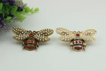 

10 pcs/ lot DIY handbag decorative buckle pearl colored drill bee shape decorative buckle luggage hardware metal accessories