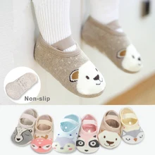 Chaussures à la mode pour nouveau-nés en coton, 1 paire, mignonnes, antidérapantes, avec motif d'animaux, chaussettes de sol pour nouveau-nés