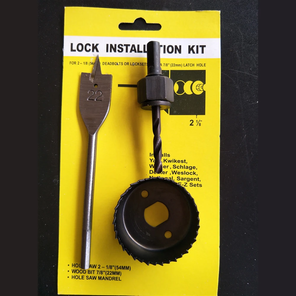 

3Pcs Lock Installation Hole Saw Kits for Woodworking Tools and Plastic Particle Board, Includes 2-1/8" Hole Saw 7/8" Wood Bit