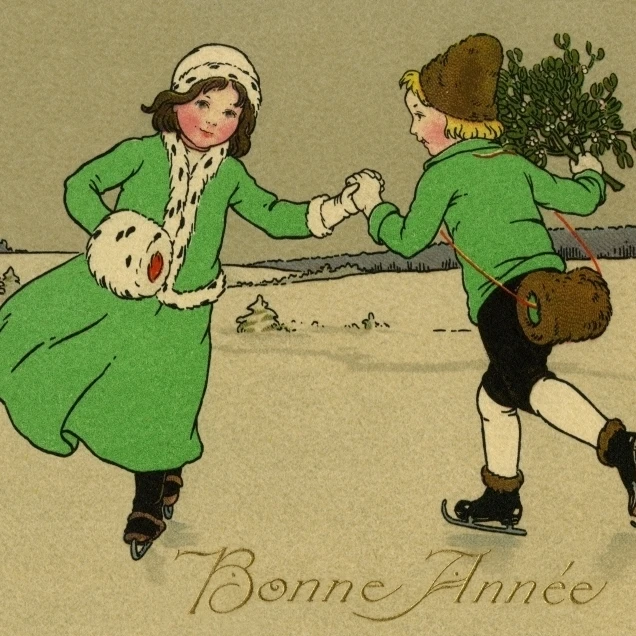 Romantic Couple Skating Poster Print By Mary Evans Picture Library Peter & Dawn Cope Collection (24 X 18)