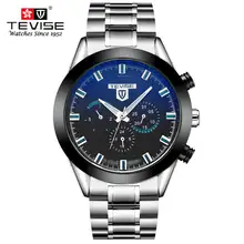 Automotive instrument dial design six – pin multi – function Watches Men Luxury Top Brand TEVISE Mechanical Watch clock