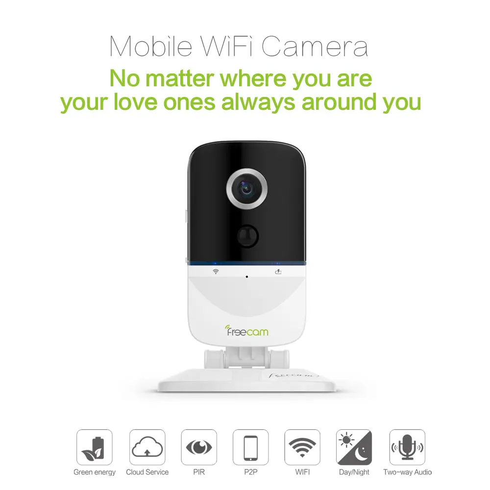 

FREECAM Mini Baby monitor-Wireless smart wifi Camera with Rechargeable Battery -Home Security IP Camera and Support Max32G SD
