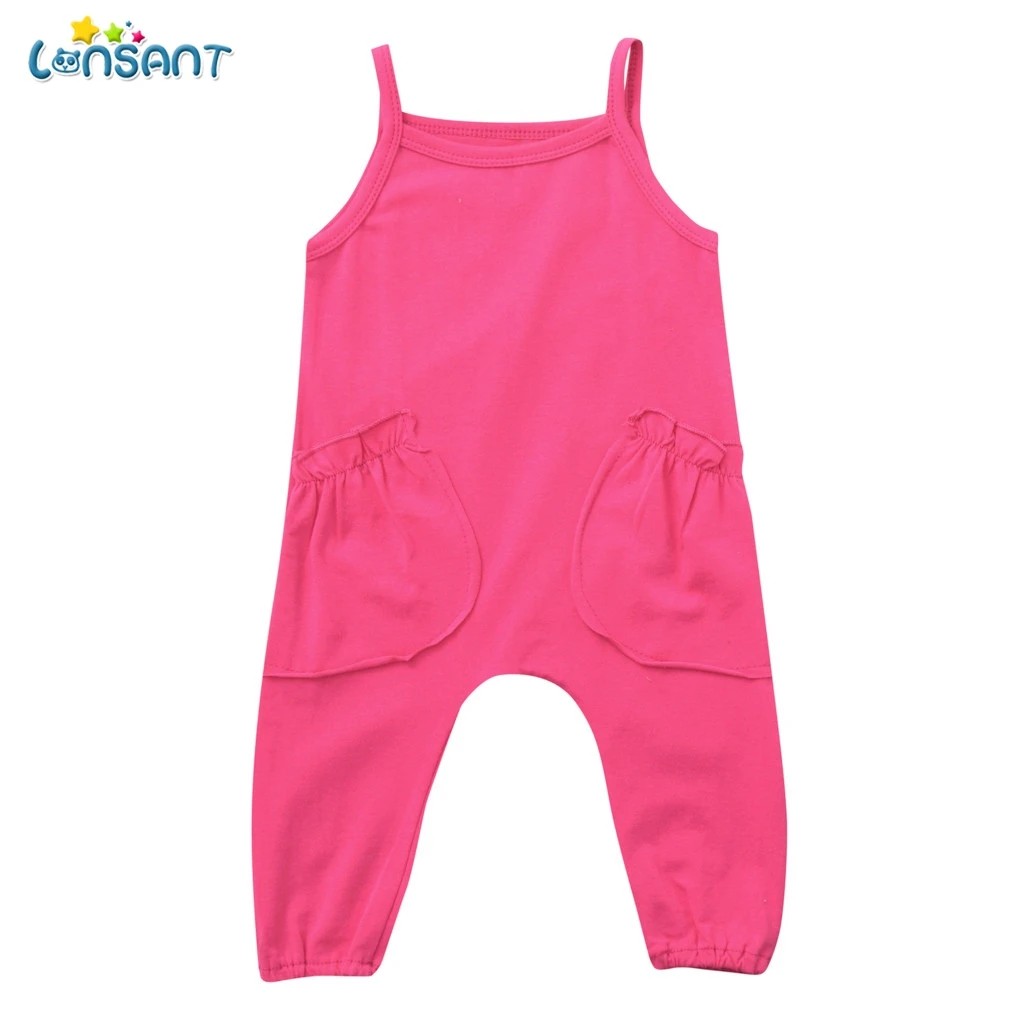

LONSANT Summer Kids Baby Party Jumpsuit Newborn Sleeveless Boys Girls Solid Overalls Romper Jumpsuit Clothes For Infant Clothes