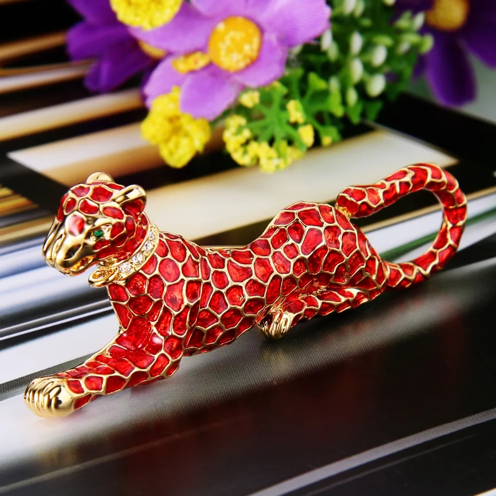 Брошь с леопардовым принтом унисекс|animal rhinestone brooch|crystal broochrhinestone brooch |