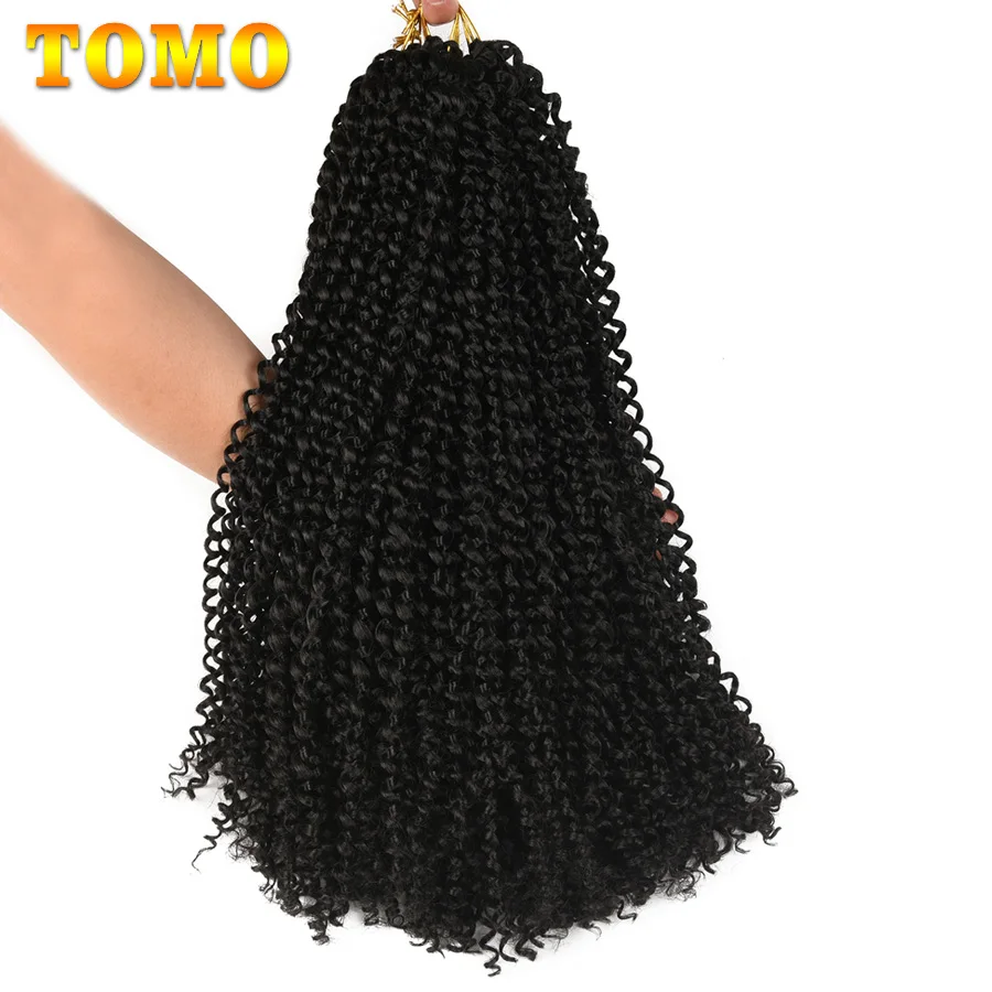 

TOMO Ombre Fluffy Kinky Curly Twist Braiding Hair Bulk 18" Synthetic Long Passion Spring Twist Hair Crochet Braids 22stands