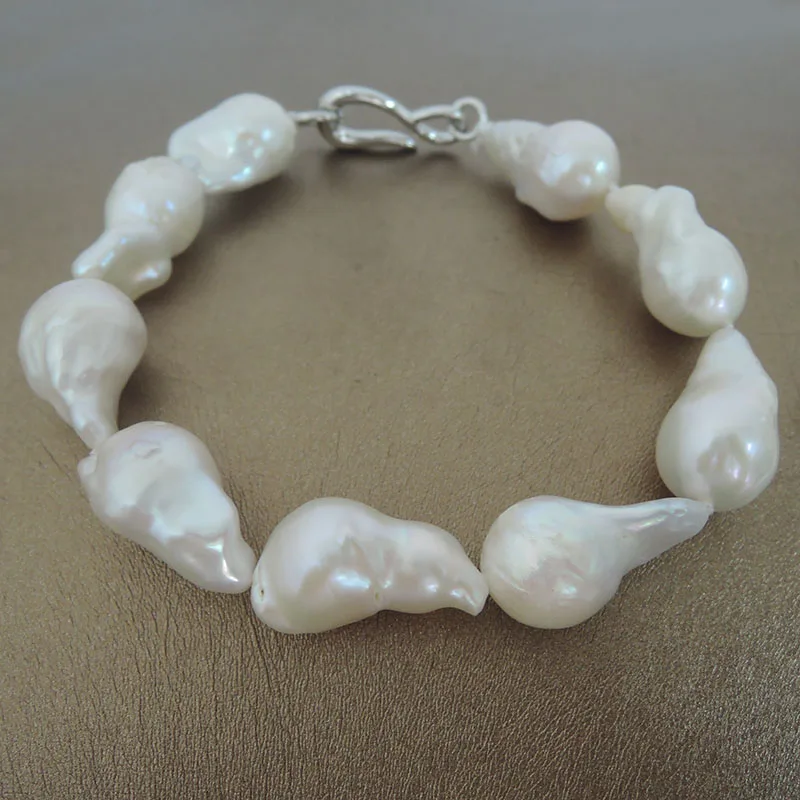 

100% freshwater pearl bracelet with big AAA baroque shape-length 17-21 mm and diameter 11-13 mm
