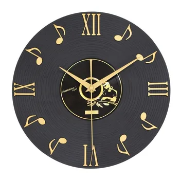 

12'' Musical Note Wall Clock with Vinyl CD Dial Plate and 3D Roman Numerals,Great for Home Decor, Perfect Gifts for Music Lover