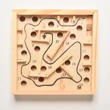  Solitaire Game Wooden Puzzle Toy Maze Board Kids Children Education Learning Intelligence Game Classic Labyrinth Balance Board