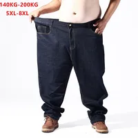 Plus Big Size Black Jeans Men 5XL 6XL 7XL 8XL 54 56 58 59 60 200KG Elastic Denim Trousers Extra Large Male Blue Pants Clothes 1