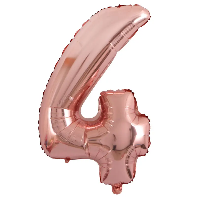 Розовые золотые воздушные шары на день рождения 16, 18, 20, 21, 30, 40-ой воздушный шар на день рождения, 21 шар на день рождения для девушек и женщин, украшения для вечеринки на день рождения, цифровые шары - Цвет: number 4