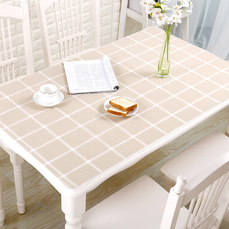 Soft plastic glass table mat Pvc tablecloth waterproof Anti-scalding oil-proof Party table decoration tablecloth plaid table pad