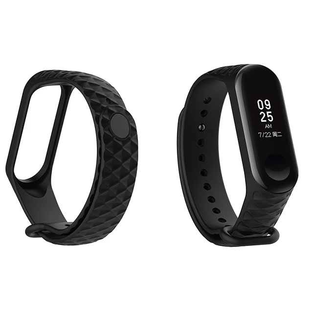 Силиконовый ремешок mi Band 3 Аксессуары для Xiaomi mi Band 3 Смарт-часы браслет 3 спортивные браслеты mi Band 3 band - Цвет: Черный