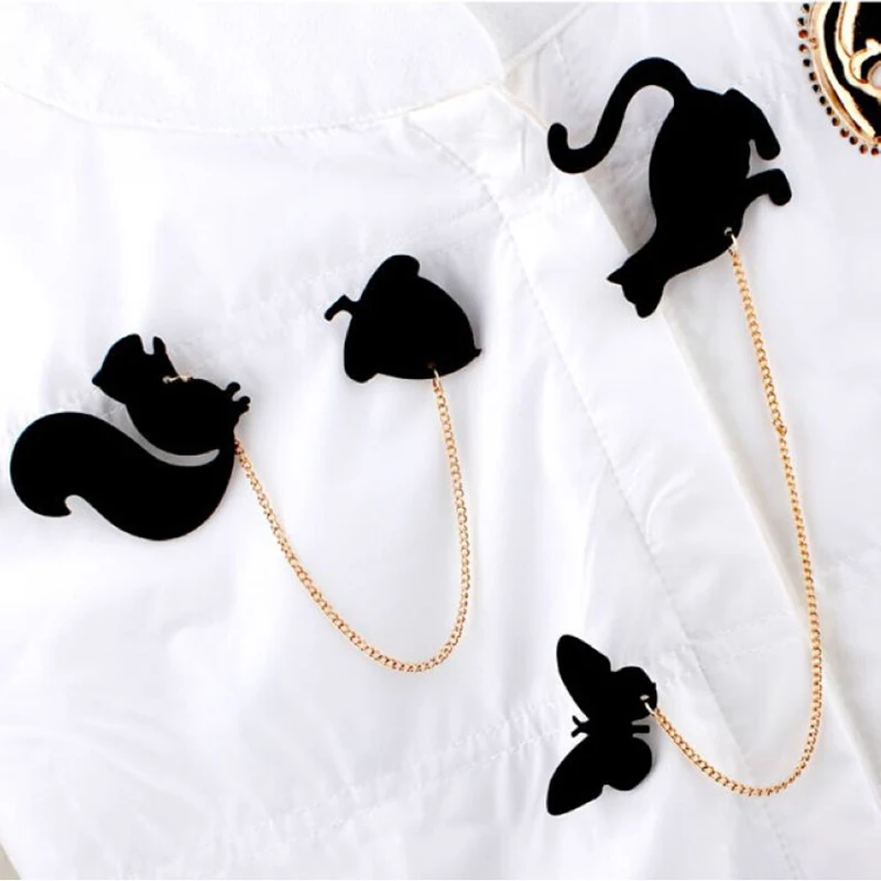 

1PC Delicate Collar Pins Fashionable Creative Brooch Fruit Squirrel Birds Butterflies Cat Brooches Pins For Women