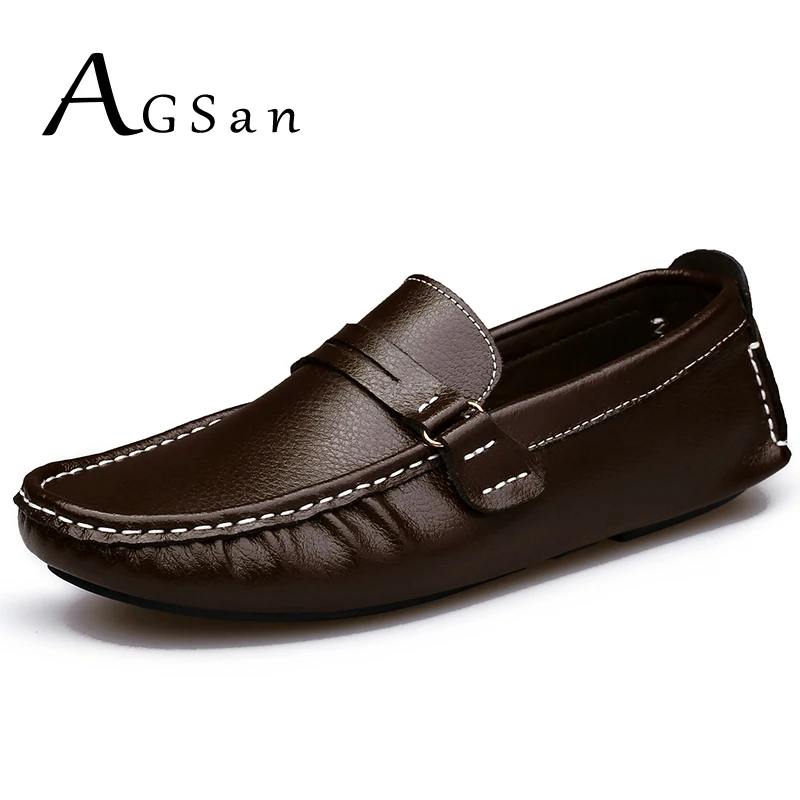 AGSan из натуральной кожи Пенни-Лоферы Для мужчин Классические итальянские Лоферы дизайнерская обувь для вождения Для мужчин большой размер