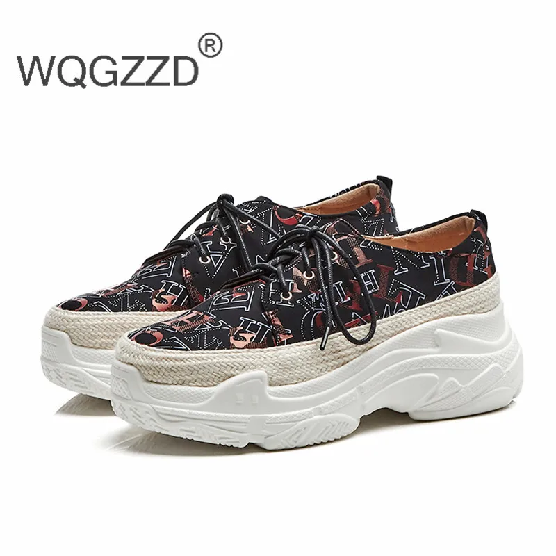 Up Plat 2018 Lace red Plate Ete Occasionnels Rond Femmes Imprimer Sneakers Chaussures forme Femme Zapatos Mocassins Black Bout Mujer PqFf44