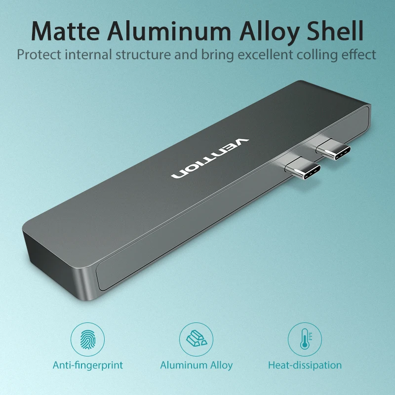 Vention USB C концентратор с двумя портами Type к HDMI 4K 3 0 SD/TF PD Thunderbolt адаптер для MacBook Pro Air