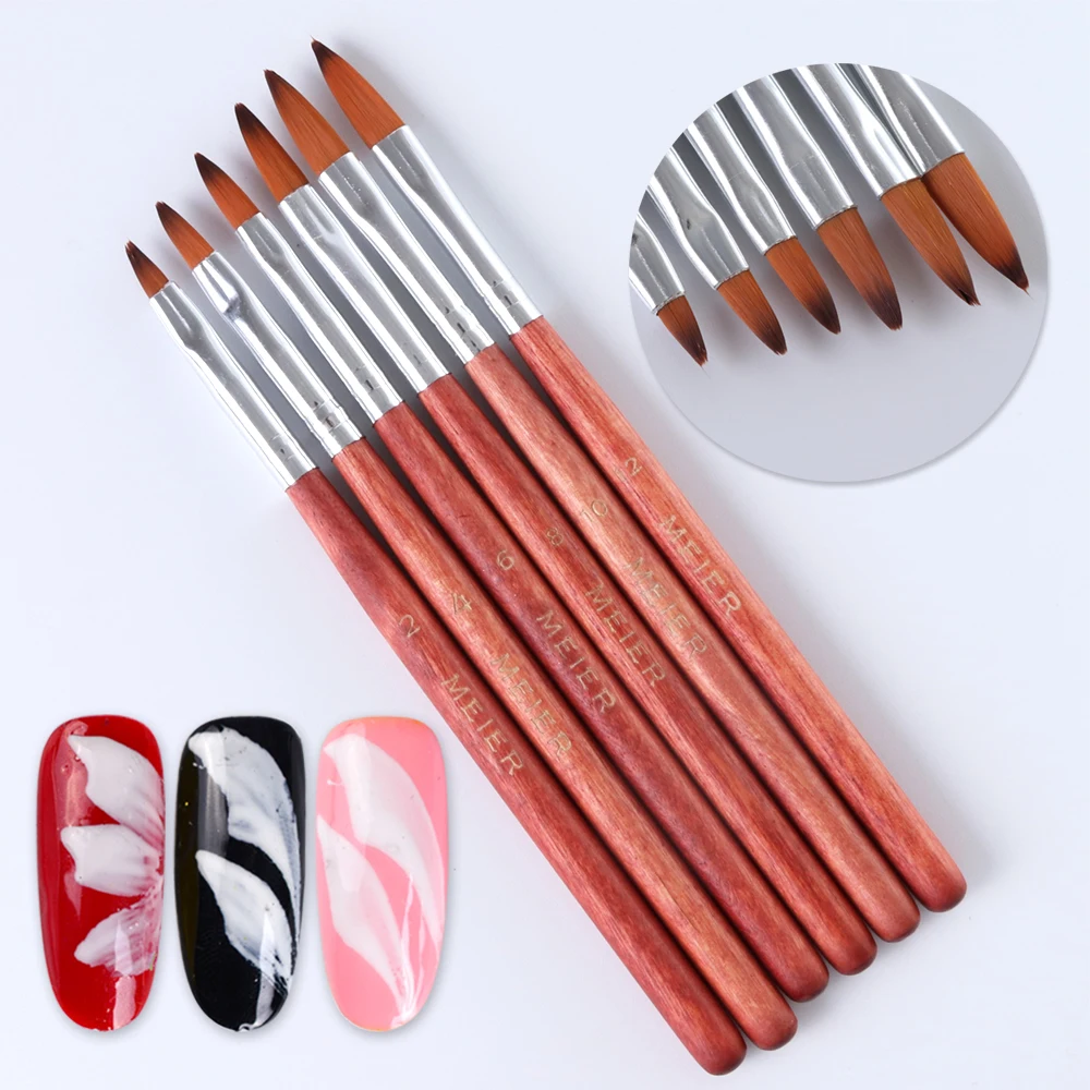 

6pcs Crystal Nails Powder Painting Brush Pen High Quality Gradient Acrylic Dotting Drawing Gel Nail Polish Manicure Tools BE819