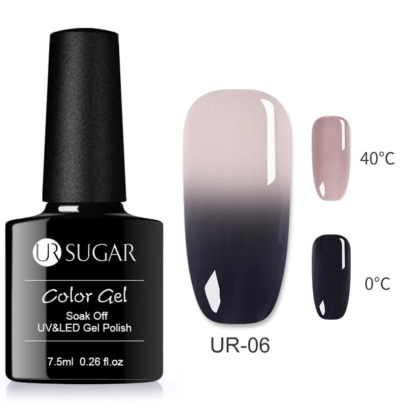 Ur Sugar, 7,5 мл, 3 цвета, термальный Гель-лак для ногтей, замачиваемый, УФ светодиодный Гель-лак для ногтей, меняющий температуру, маникюрный лак - Цвет: UR-06