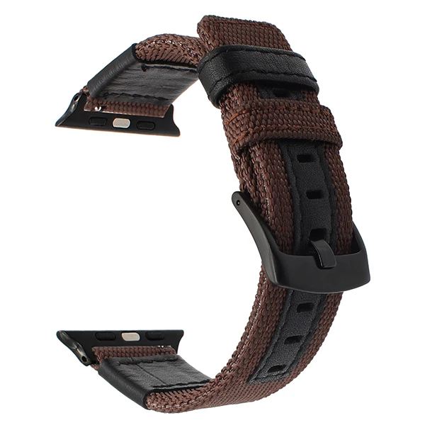 www.Nuroco.com - Canvas Leather Strap For Apple Watch band 44mm/ 40mm ...