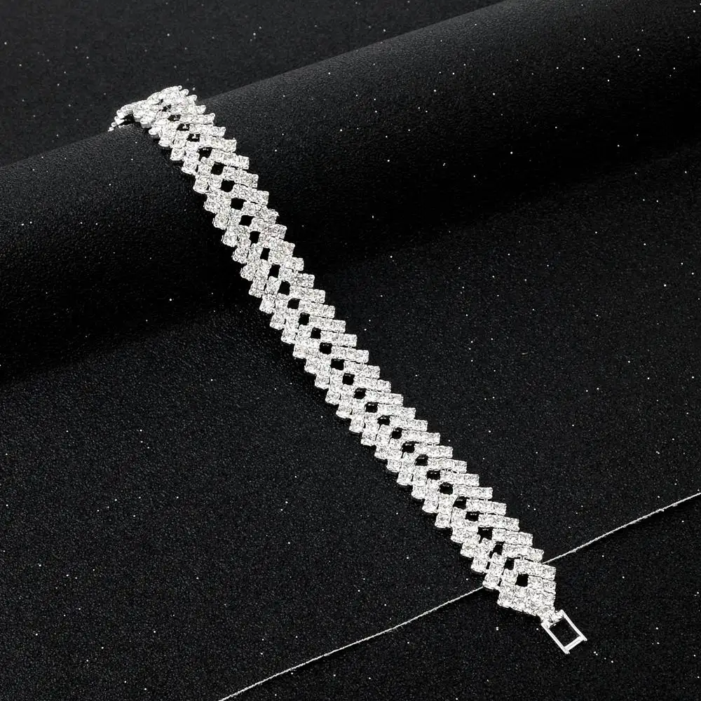 Женский браслет SBR150218 винтажный серебряного цвета с кристаллами|bracelet toy|bracelet