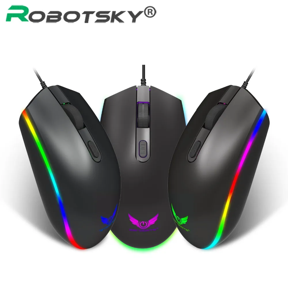 RGB проводная игровая мышь, светодиодный, оптическая, профессиональная проводная компьютерная мышь, геймерские мыши для 1600 dpi, пк, ноутбука, электронных спортивных игр