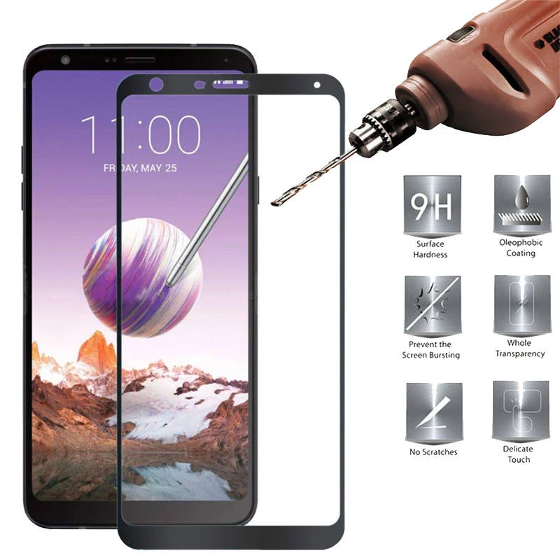 Закаленное стекло с полным покрытием для LG Q Stylus Plus 2 шт. Защитная пленка экрана Sylus