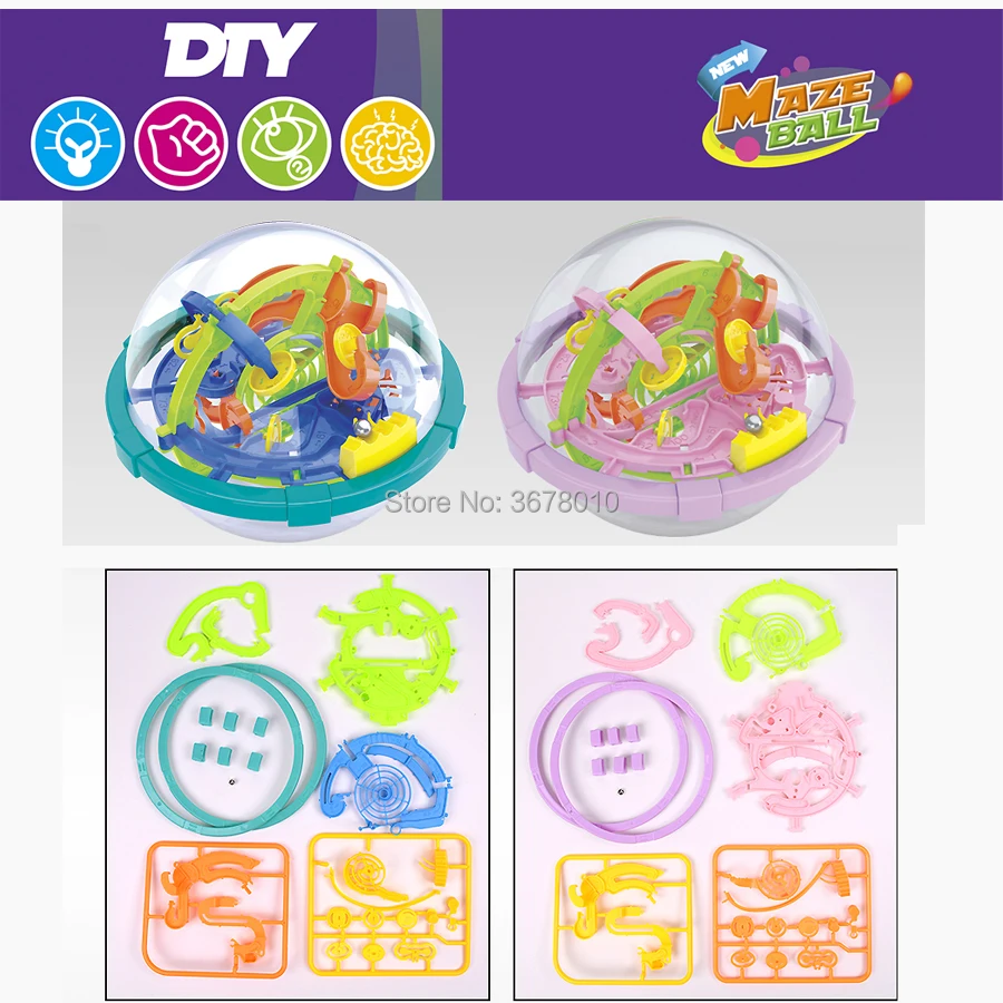 

DIY Interactive Maze Ball with 100 Challenges Perplexus Maze Marble Puzzle Game Labyrinth IQ Educational Toys for kids ,Adults