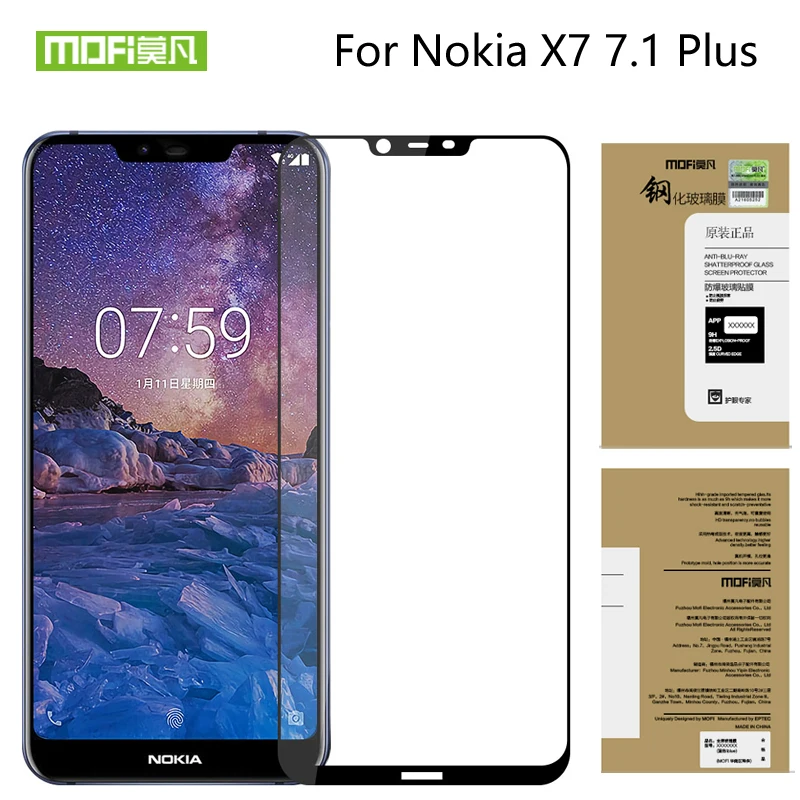 

MOFi For Nokia 7.1 2018 glass tempered full cover screen protector For Nokia 7.1 2018 glass plus protective film