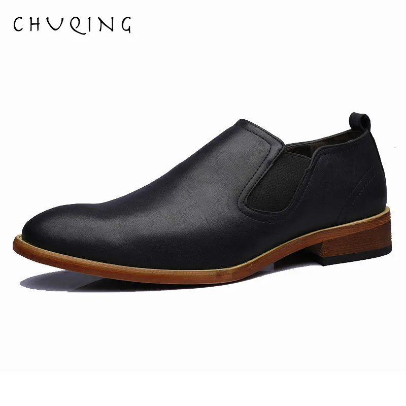 CHUQING New Men's Casual High Leather Shoes Men's Trend Business Pointed Shoes