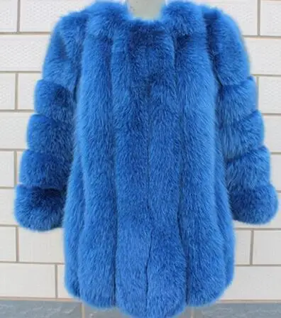 Зимнее роскошное пальто из лисьего меха, тонкая женская куртка, Толстая теплая, плюс размер, новинка, женское плюшевое пальто, повседневная верхняя одежда - Цвет: BLUE