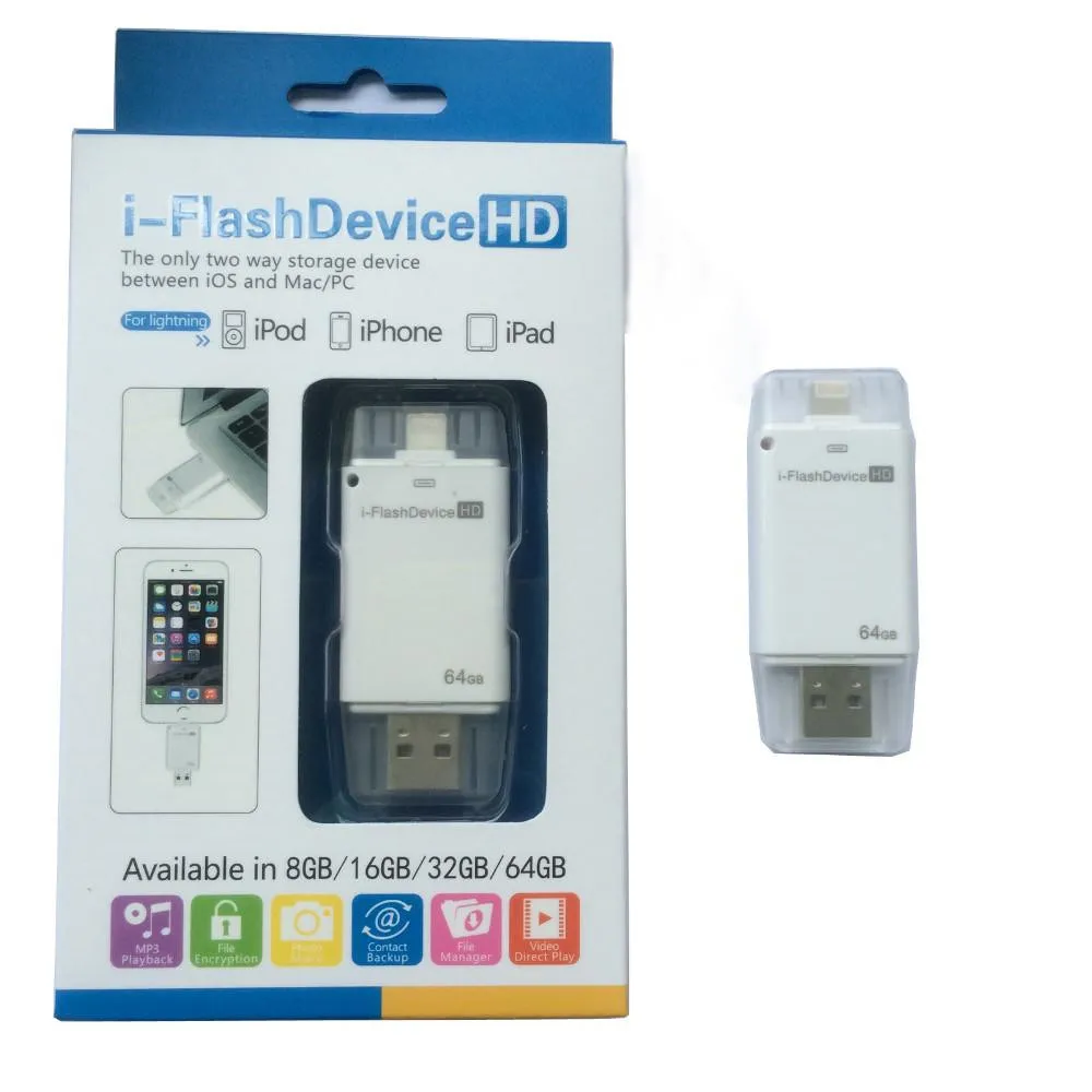 USB флеш накопитель для iPhone X 6 Plus 7 7S ipad металлический карта памяти двойной