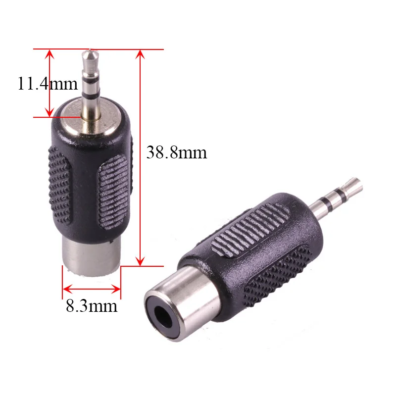 2.5mm male plug to RCA female jack connector (2)