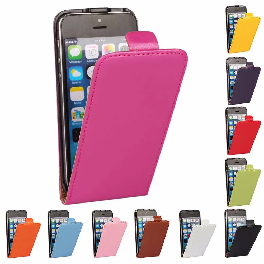 Split Leather Flip Phone Case Easy To Use For iPhone 5 5S SE 6 6S 6