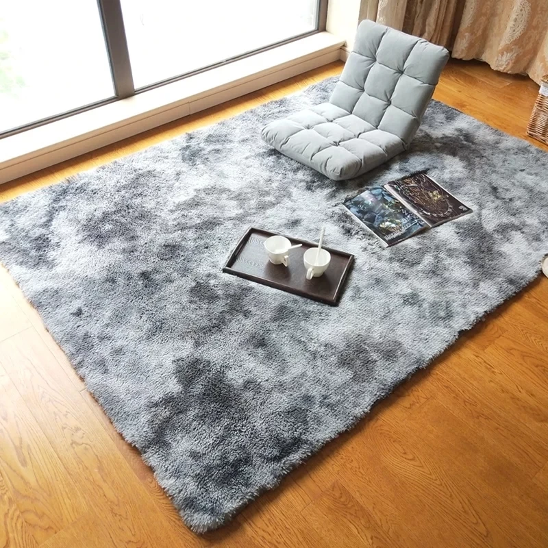Простой стиль серый цвет лохматый квадратный коврик для гостиной, пасторальная домашняя отделка спальни ковер, скандинавский хаки напольный коврик