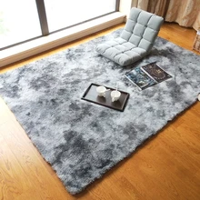 Простой стиль серый цвет лохматый квадратный коврик для гостиной, пасторальная домашняя отделка спальни ковер, скандинавский хаки напольный коврик