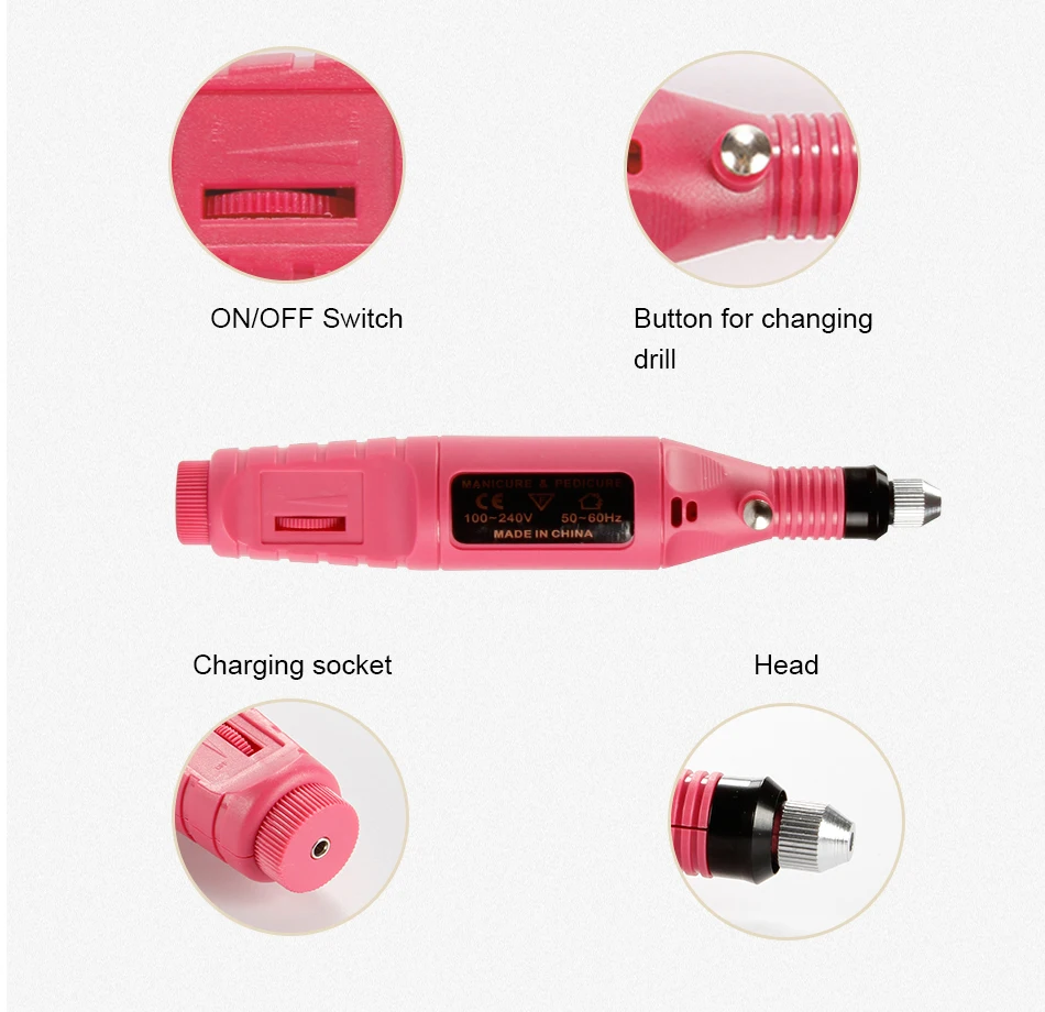 Электрический сверлильный станок для ногтей, аппарат для маникюра, фрезы для кутикулы, гель для удаления, электронная пилочка для ногтей, сверла для ногтей