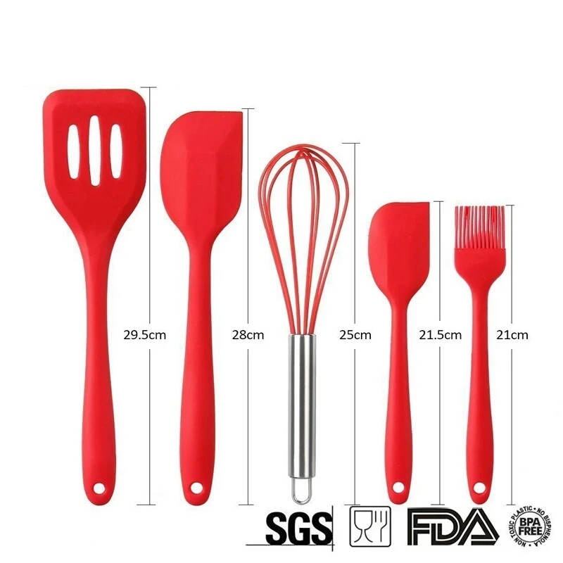 Silicone Cooking Utensils Set Kitchen Turner Silicone Spatula Egg Whisk Basting Brush Non-stick Pastry Baking Cooking Tools Set (3)