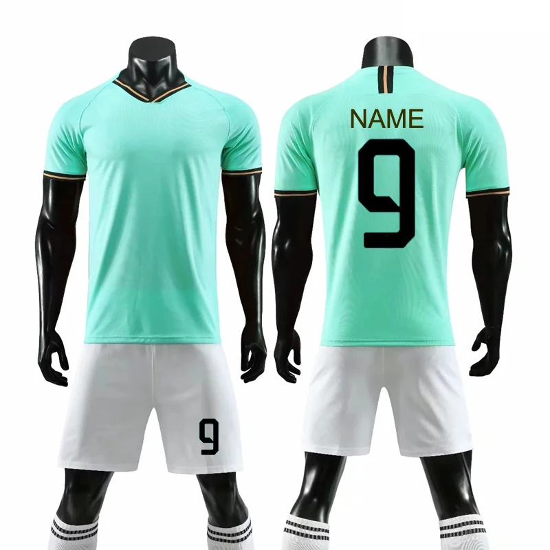 

2019 New Good Quality Football Sets Custom Made Name Number Team Logo Breathable Quick Dry Nice Quality Men Boys Soccer Uniforms
